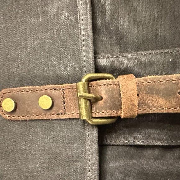 Men's Dark Grey Genuine Leather Canvas Water Resistant Satchel Shoulder Bag - Picture 3 of 13